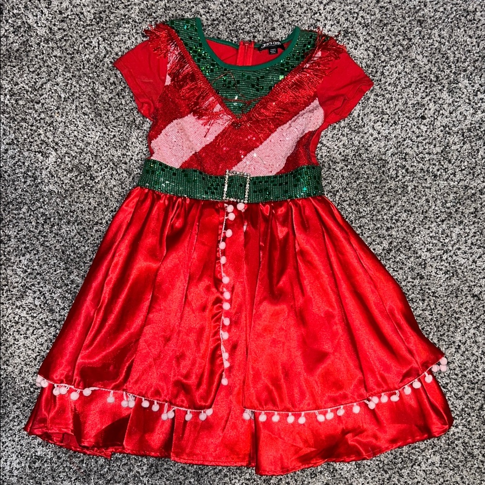JoJo Siwa Red and Green Girl Christmas Dress 7/8